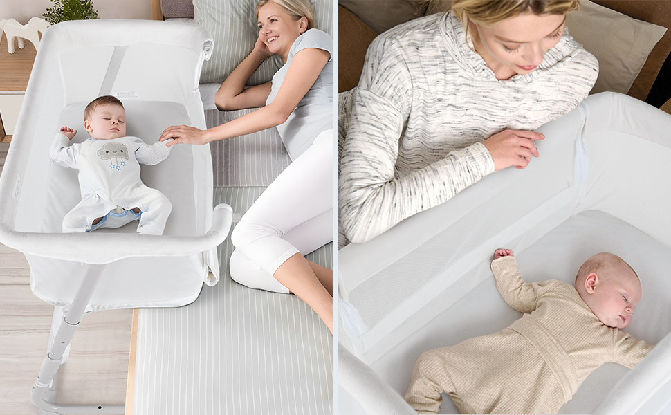 co-sleeping bassinet bedside crib for newborn baby with mesh wall & Detachable Mattress