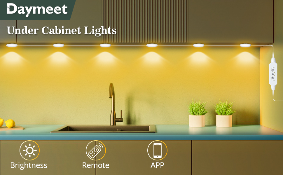 Daymeet LED Closet Lights, Dimmable LED Puck Lights Kit Under