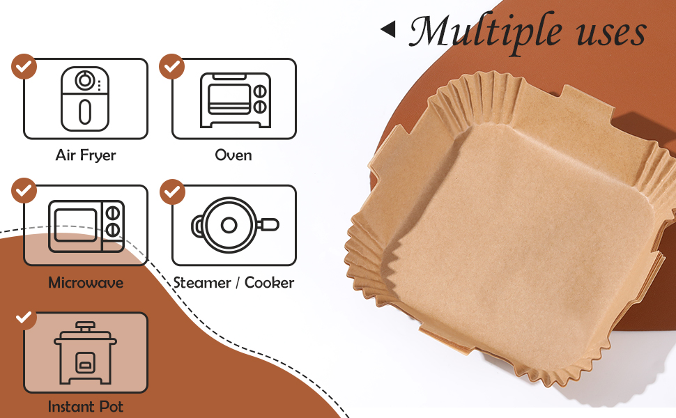 120 PCS Air Fryer Disposable Paper Liner Square, Nonstick
