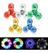 5 PCS LED Crystal Fidget Spinner Packs for Kids Teens Adults, Light Up Sensory Toys for Stress Re...