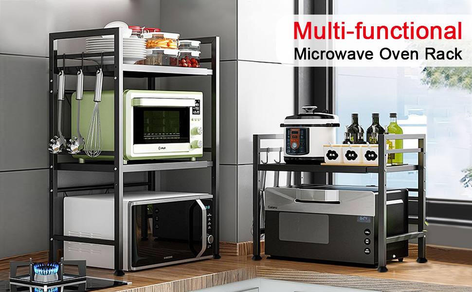 JOYART Microwave Oven Rack Expandable, 2 Tier Microwave Shelf Stand