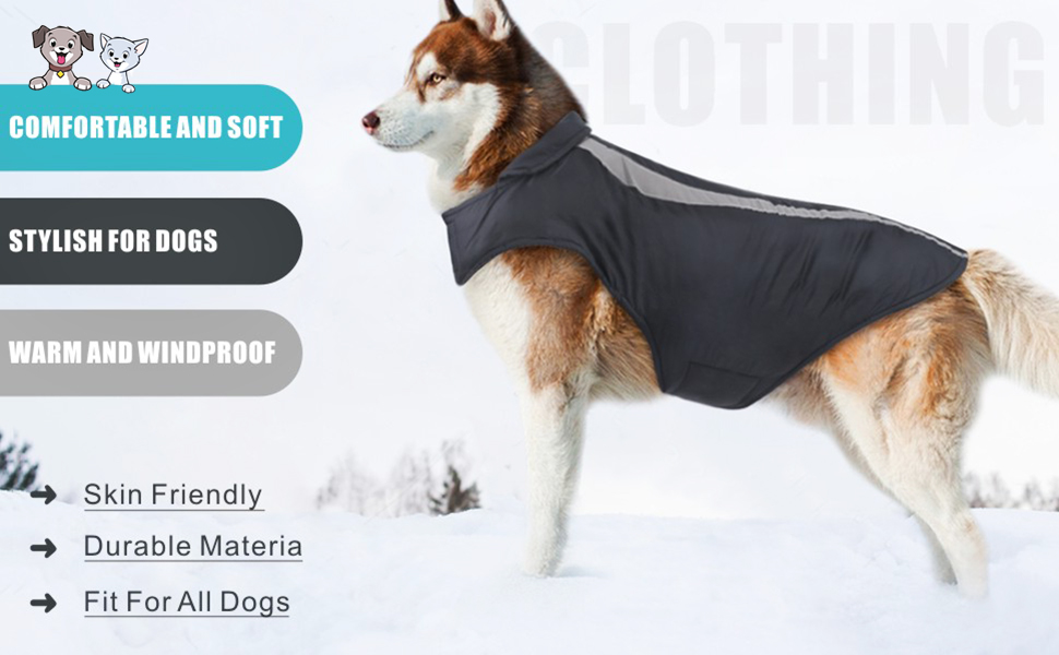 Idepet Dog Winter Coat Warm Waterproof Dog Jacket Reflective Cold