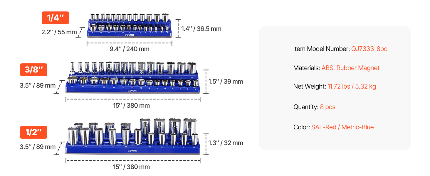 magnetic socket organizer set
