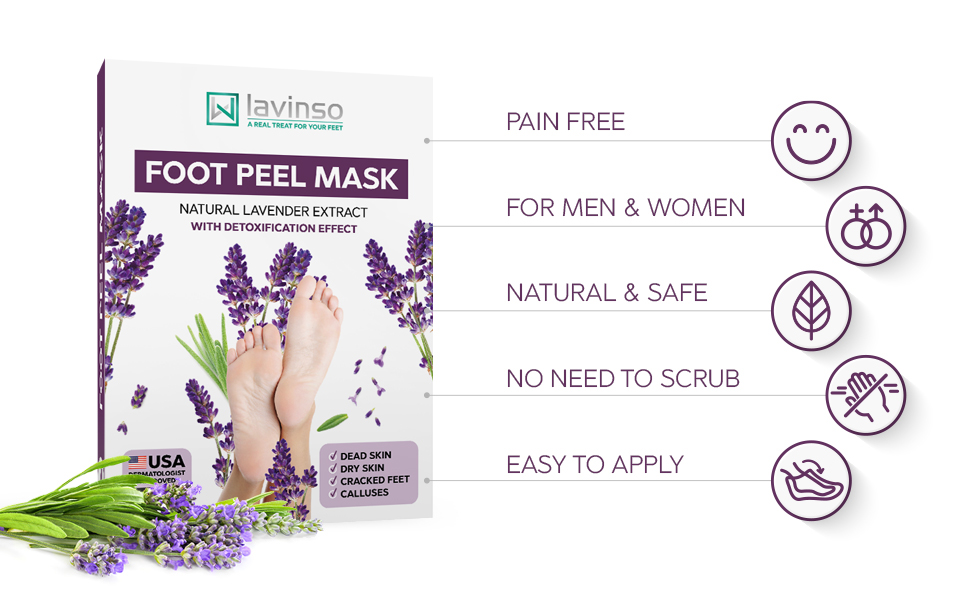 Foot Exfoliator Peeling Mask for Dry Cracked Feet 4 Pack