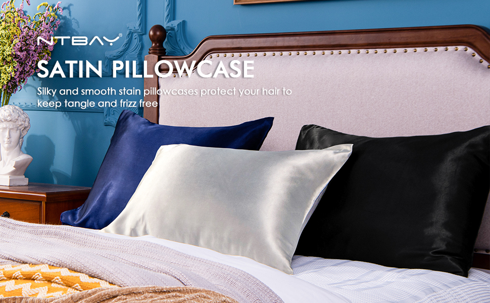 NTBAY 2 Pack Silk Satin Pillowcases for Hair and Skin, Luxurious and