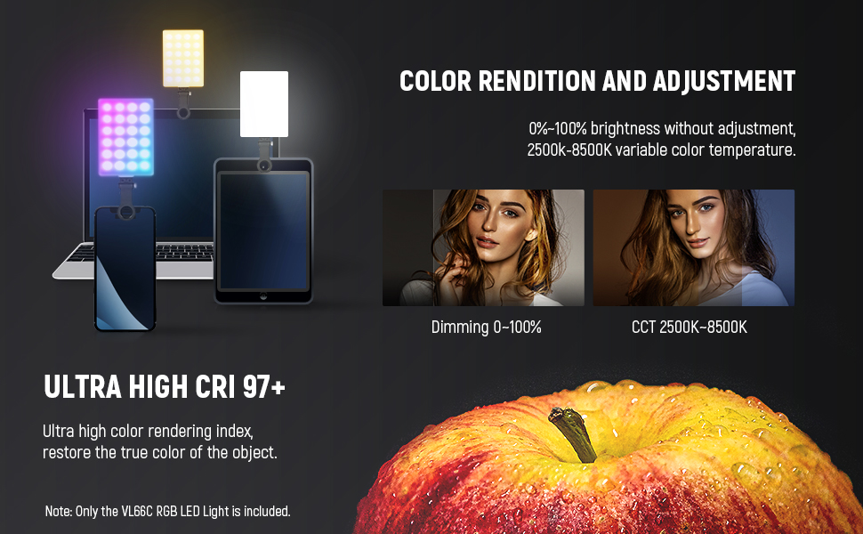 NEEWER RGB LED Light for Phone with Phone Holder & Light Clip, Dimmable CRI 97+ 3 Modes Phone