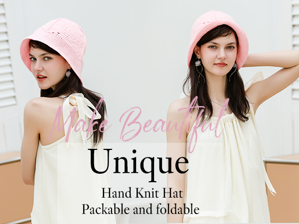 Bucket Hat for Women Handmade Crochet Hat Knitted Beanies