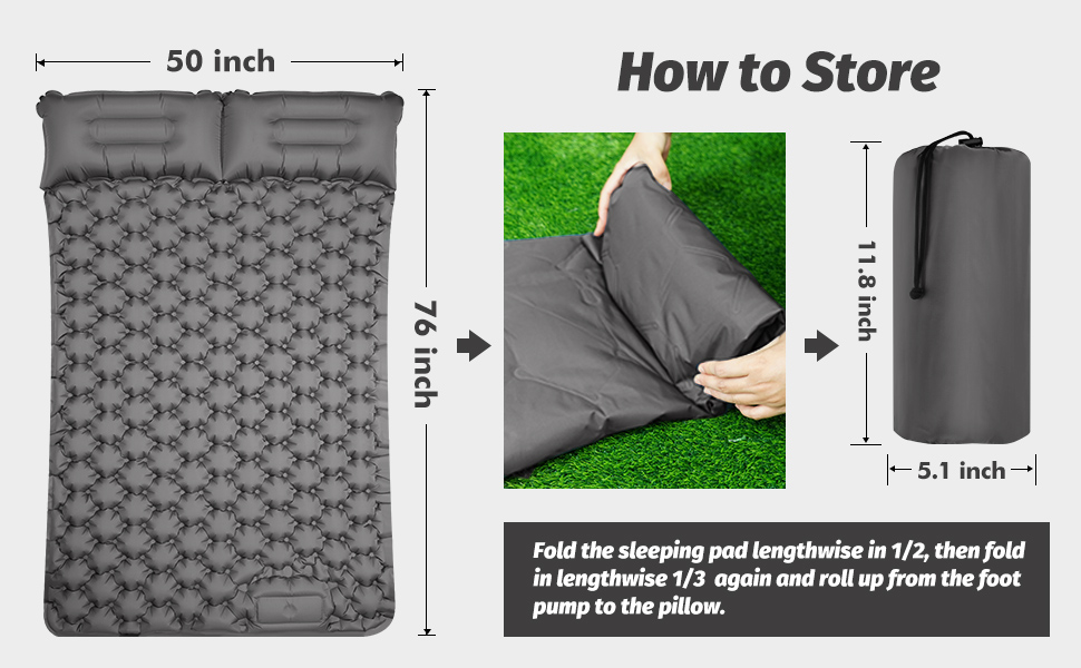 SOPPY Double Camping Mat Ultralight Self Inflating Sleeping Mat, 10cm Extra Thick 2 Person