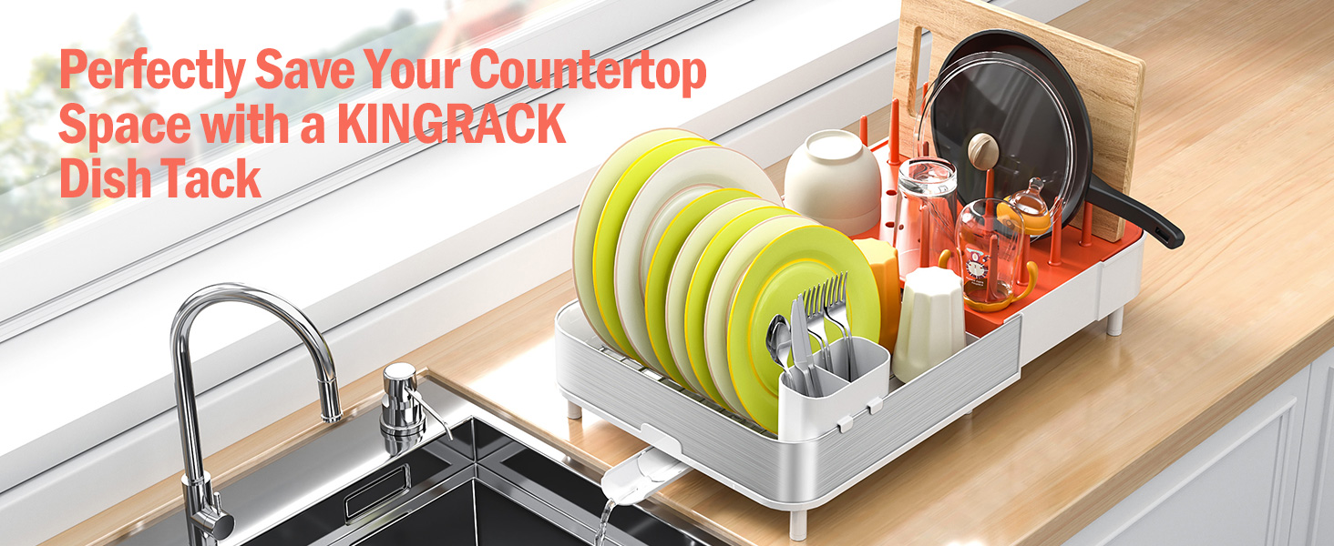 KINGRACK Dish Rack, Extendable Dish Drainer, Modern Dish Drying Rack 2