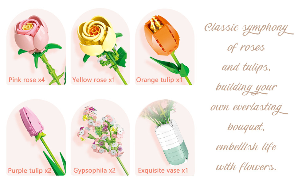 Flowers Bouquet Building Set Christmas, Mother's Day