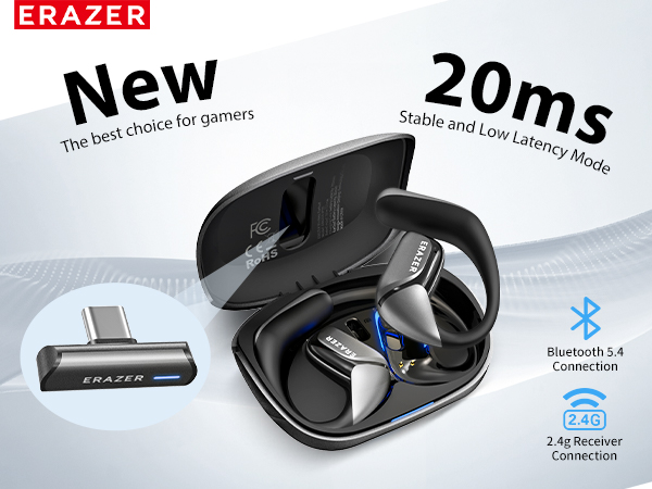 イヤホン earpadsbro Amazon.com: 2.4GHz Open Ear Headphones Wireless Gaming