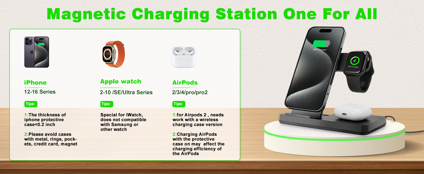 3 in 1 wireless charger for magsafe stand