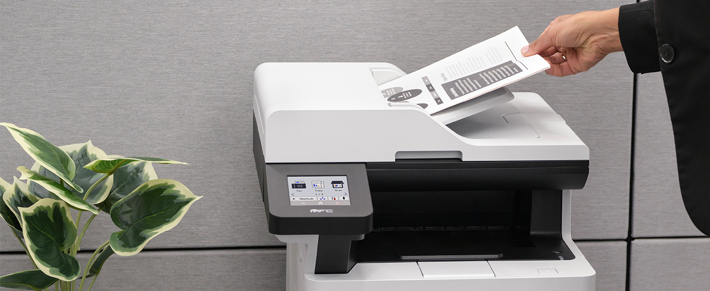 Multi-page report in Brother MFC-L5710DW printer's auto document feeder for scan, copy, fax