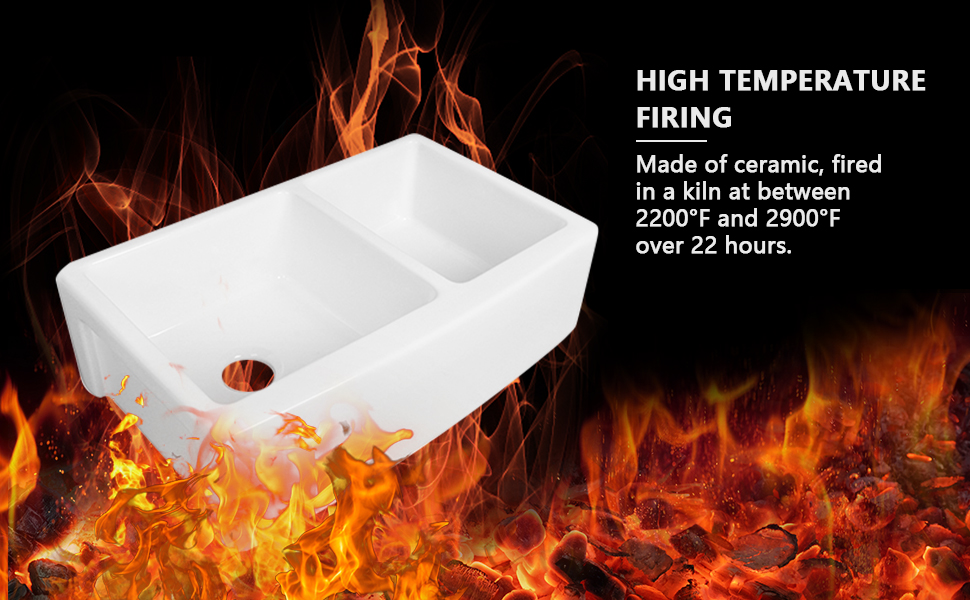 DeerValley DV1K705 Double Bowl Farmhouse Sink Farm Kitchen Sink 33"L x