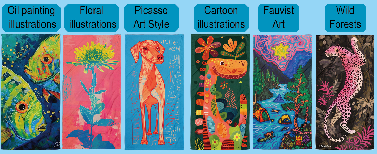 Art towels in various styles