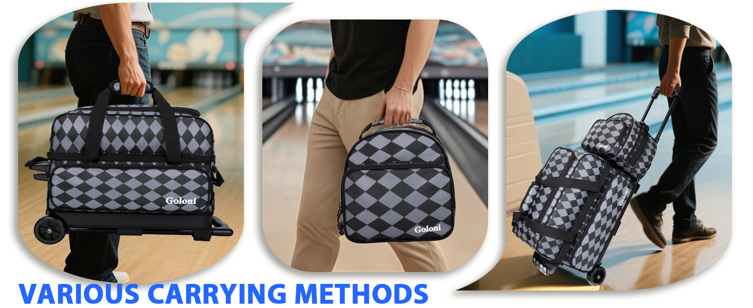 Lightweight Trolley Double Ball Bowling bag with Large Separate Shoe Compartment