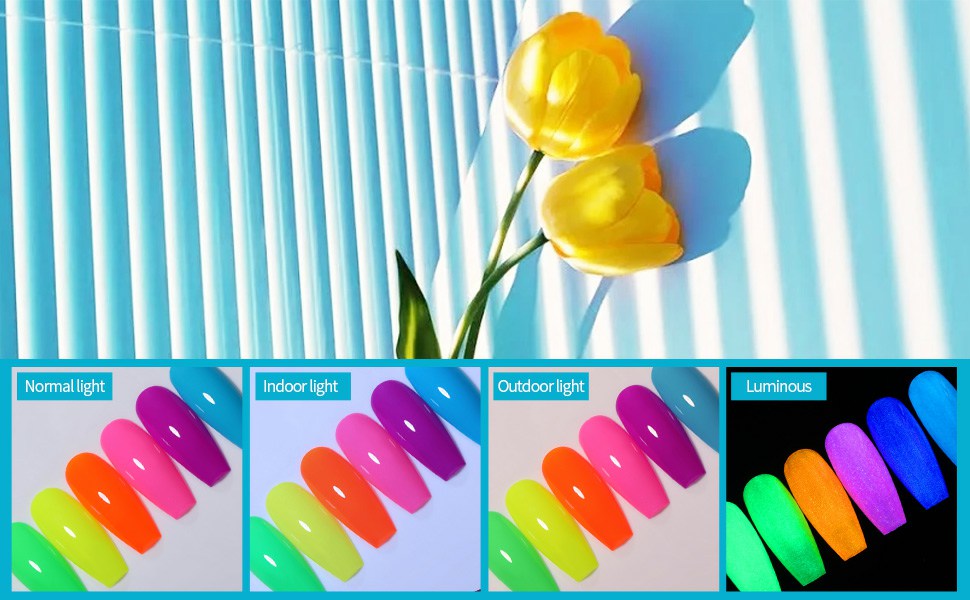 UR SUGAR Neon Luminous Gel Nail Polish Set 6 Colors 7.5ml