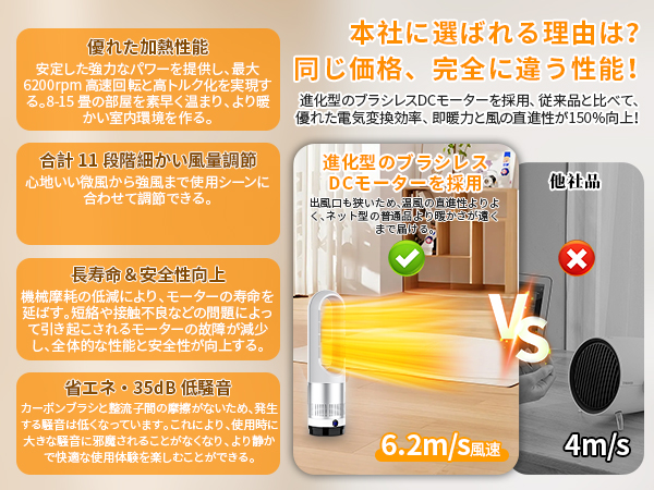 Amazon.co.jp : セラミックヒーター 【冬新定番・羽根なし・泠暖兼用