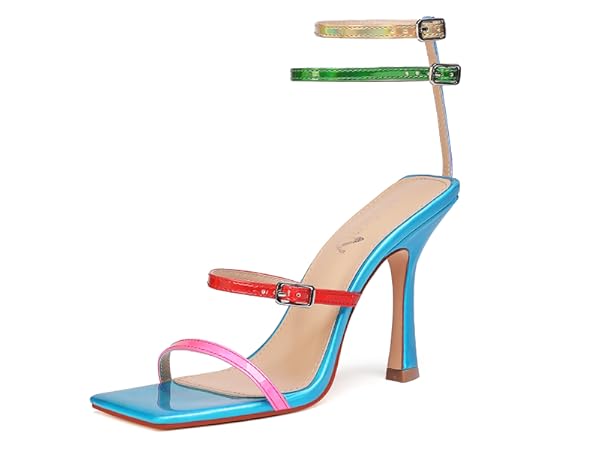 【I AM MARI】Viva Square Strap Sandals Heel (7cm) I AM MARI】Viva Square Strap Sandals Heel (7cm) Square-Toe
