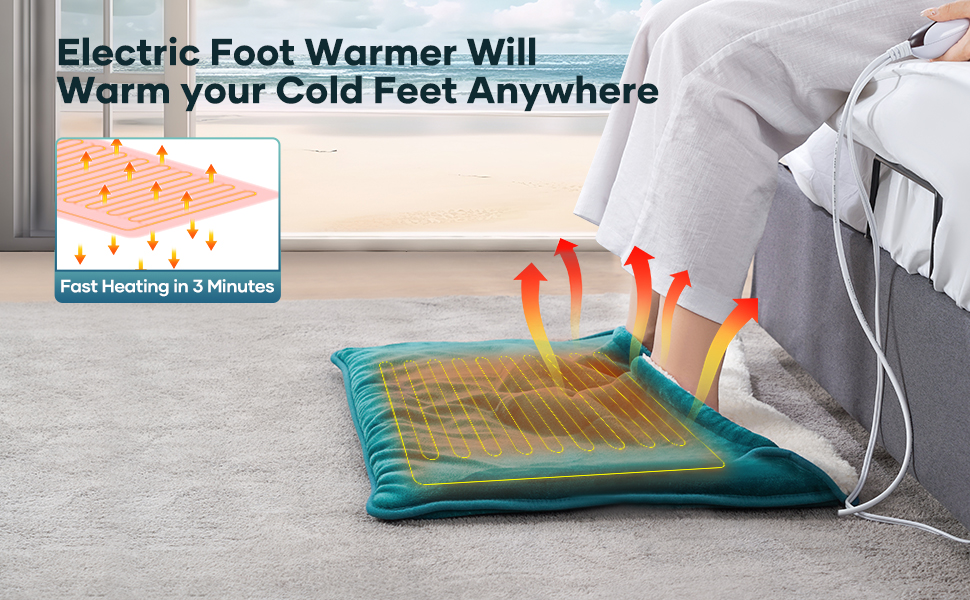 Electric Foot Warmer for Cold Feet,Heating Pad with 50x 80cm Fast Heat
