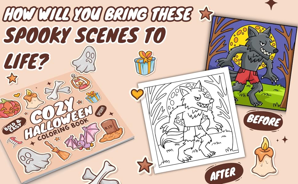 Cozy Halloween Coloring Book for Teens and Adults