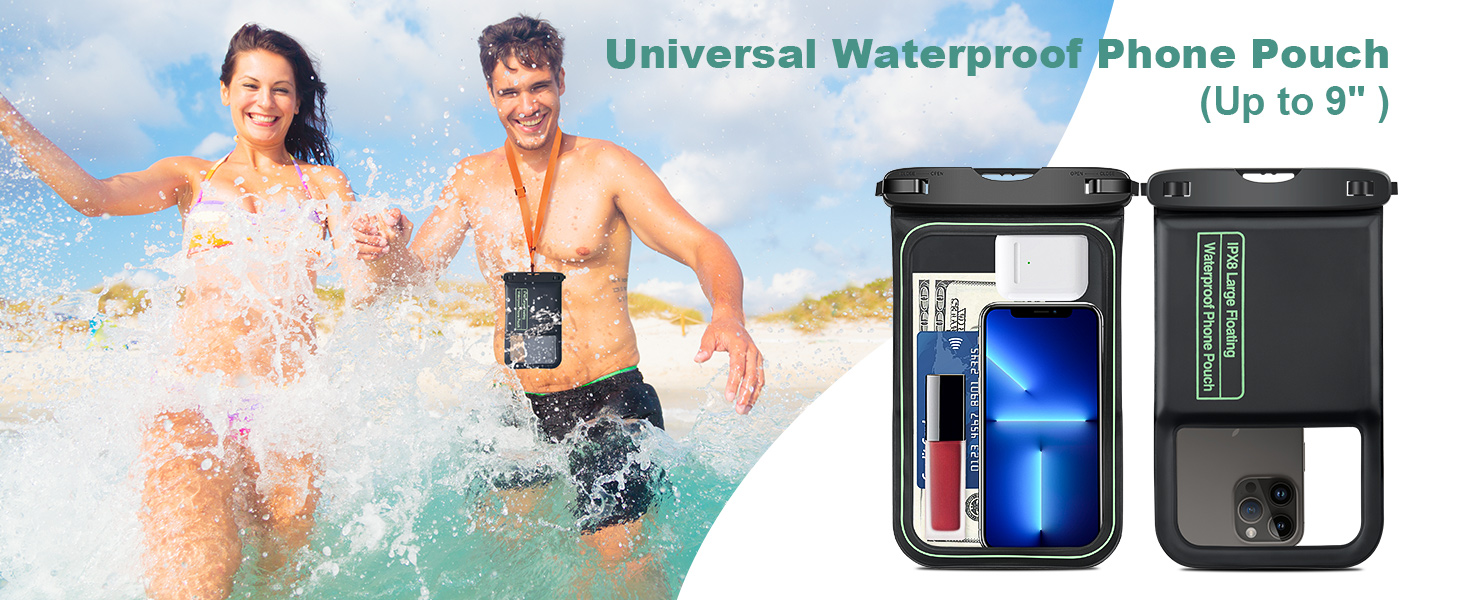 SUPFINE 2 Pack Waterproof Phone Pouch Floating, Large