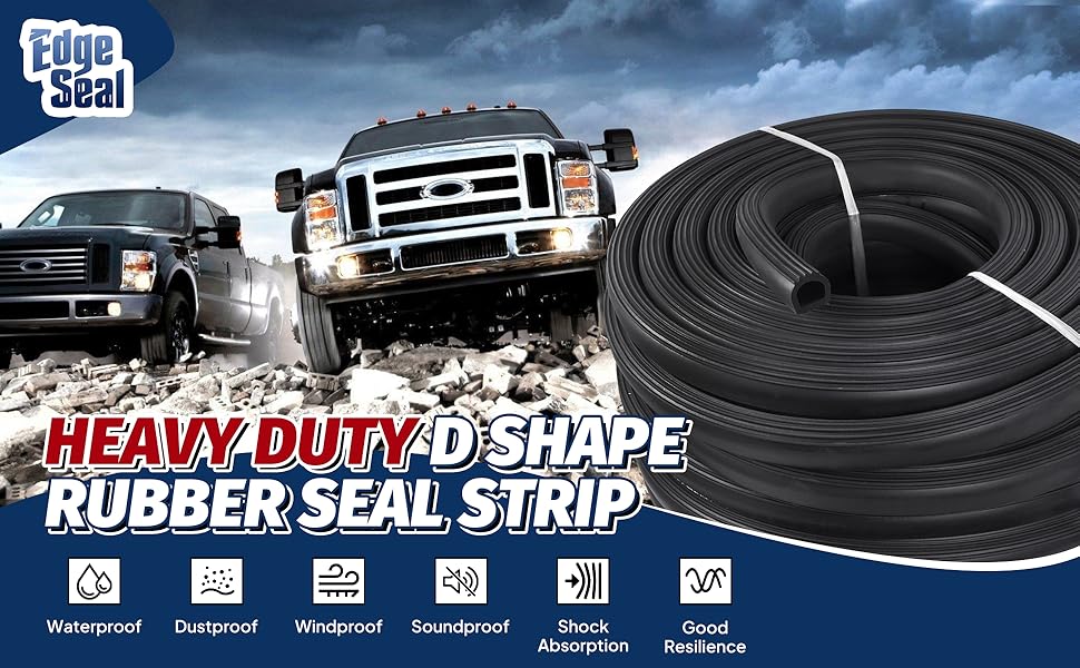 D Shape Door Rubber Seal Strip,1" RV Slide Out Seal Self