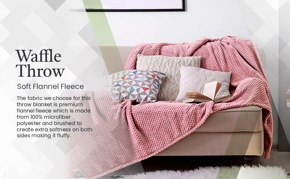 WAFFLE FLANNEL FLEECE MINK THROW