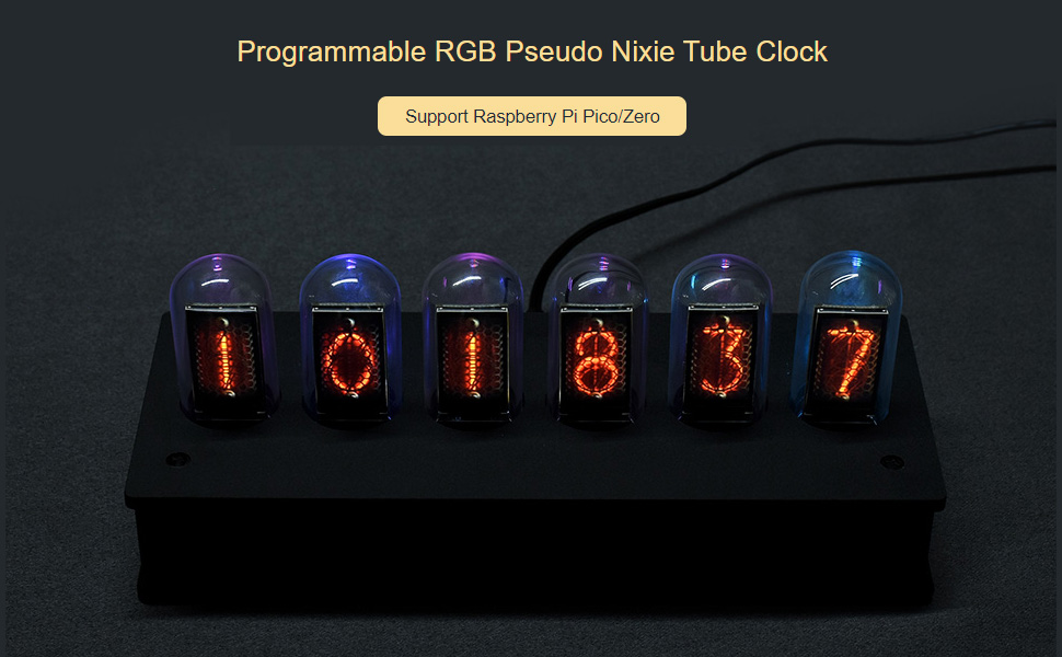 Waveshare Programmable RGB Pseudo Nixie Tube Clock