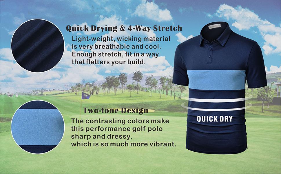 Quick Drying Two Tone Golf Shirt for Men