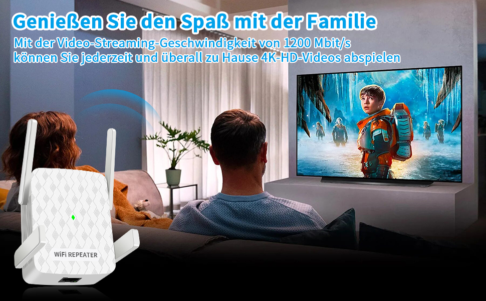 WLAN Verstärker, WLAN Repeater 1200Mbit/s Dual Band 5GHz + 2.4GHz,WLAN