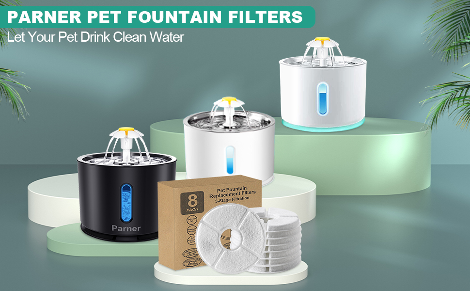 Parner Pet Fountain Filters, Carbon Replacement Filters for Pet
