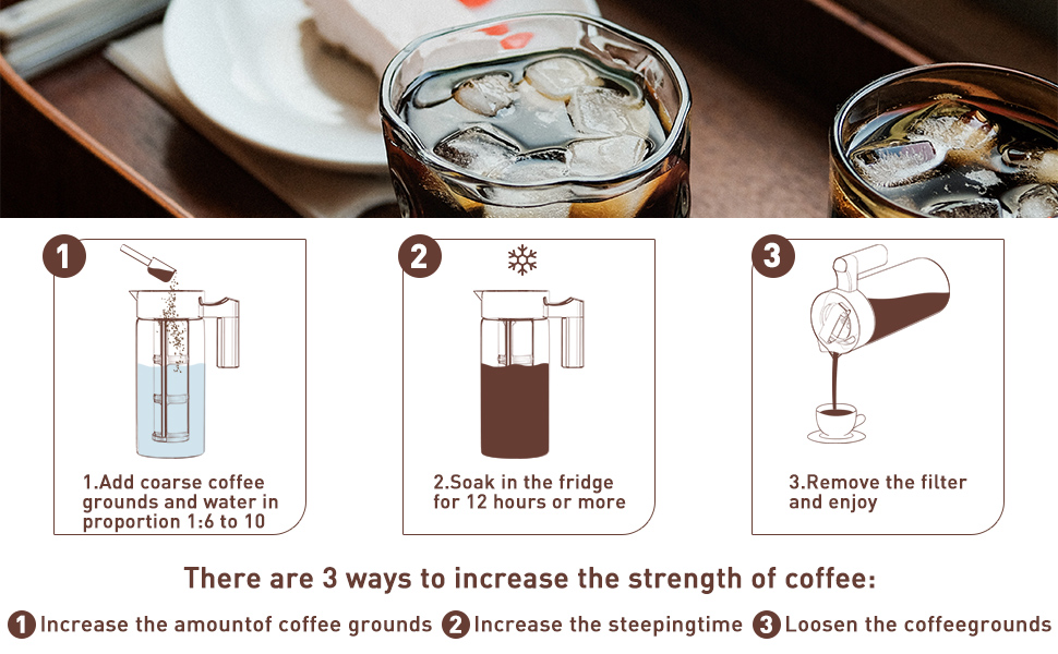 Cold Brew Coffee Maker Pitcher 40 Oz Glass Ice Coffee Spout Jug with Filter for