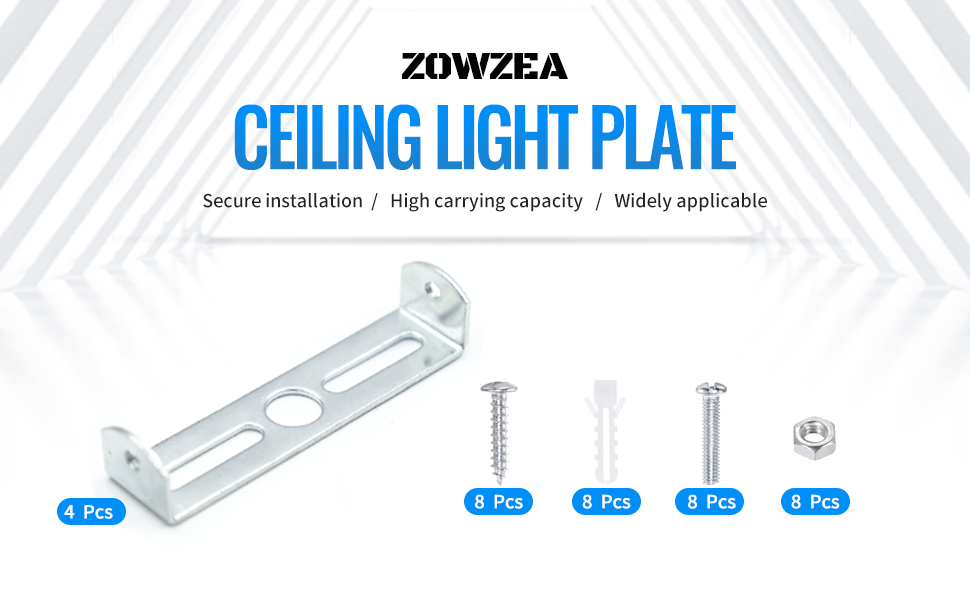ZOWZEA 4 Packs Universal Light Fixture Mounting Bracket Square Kit,4.5