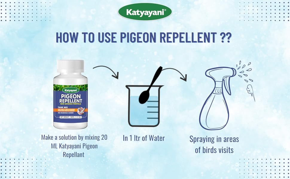 Katyayani Pigeon Repellent Spray NonToxic to Humans & Pets, Repells
