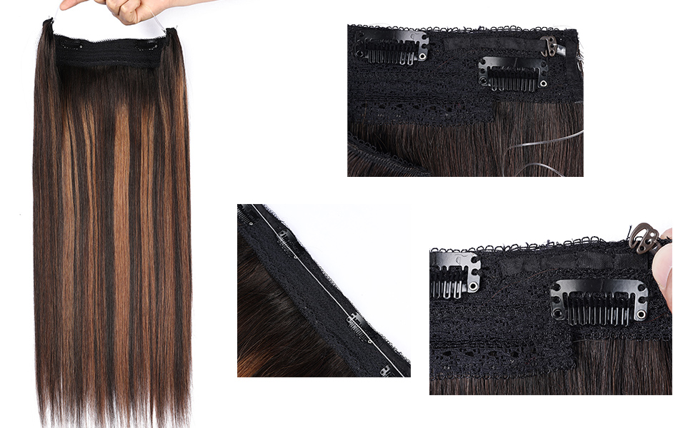Funssiso Halo Hair Extensions Real Human Hair Extensions