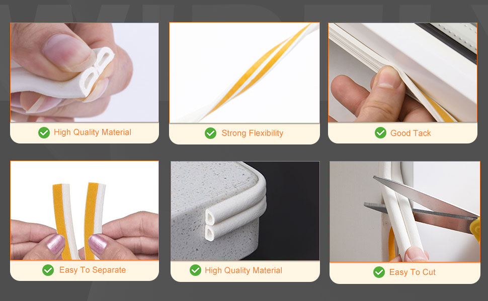 Andizun Draught Excluder Tape, SelfAdhesive Draft Excluder Strip Type