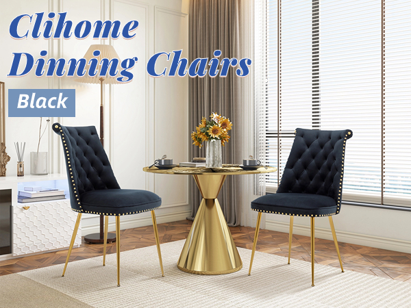 Amazon.com - Clihome Velvet Dining Chairs Set of 2，Black