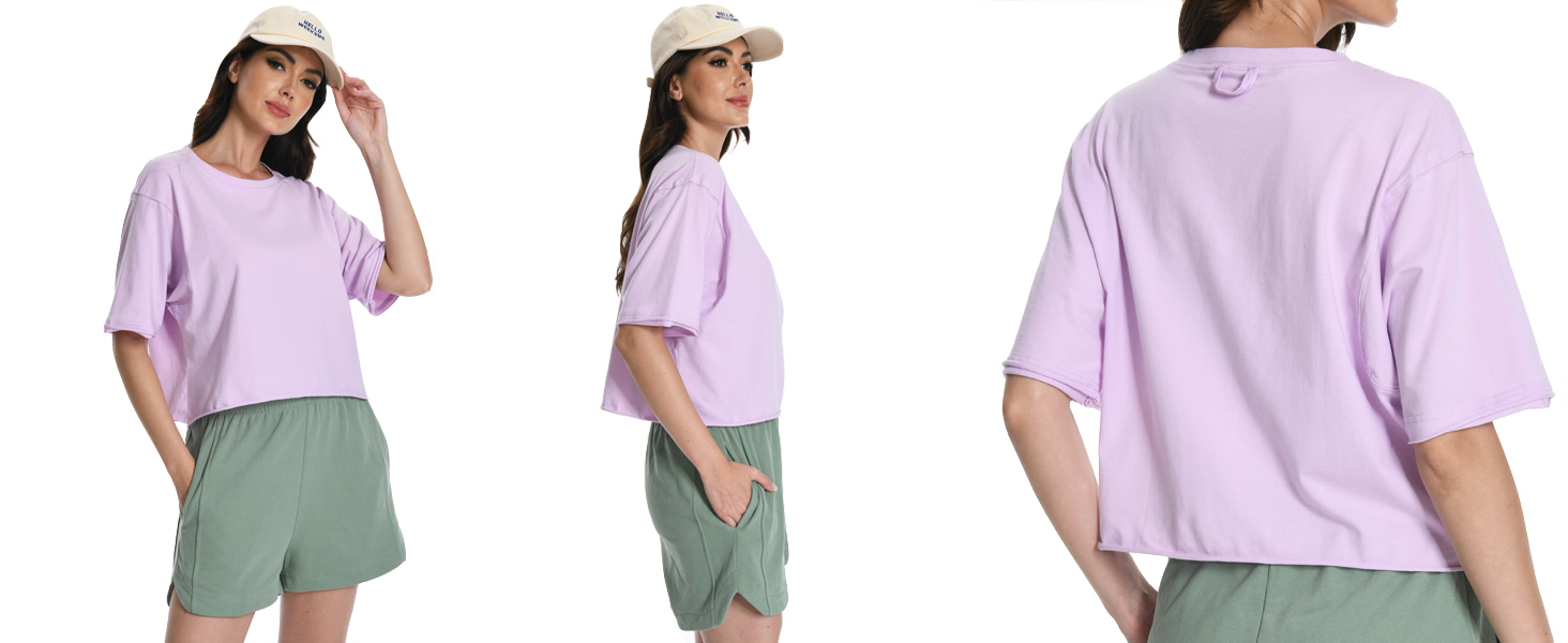 Women's Summer Short Sleeve Crop Tops Casual Basic Cotton Athletic Yoga Running T-Shirts