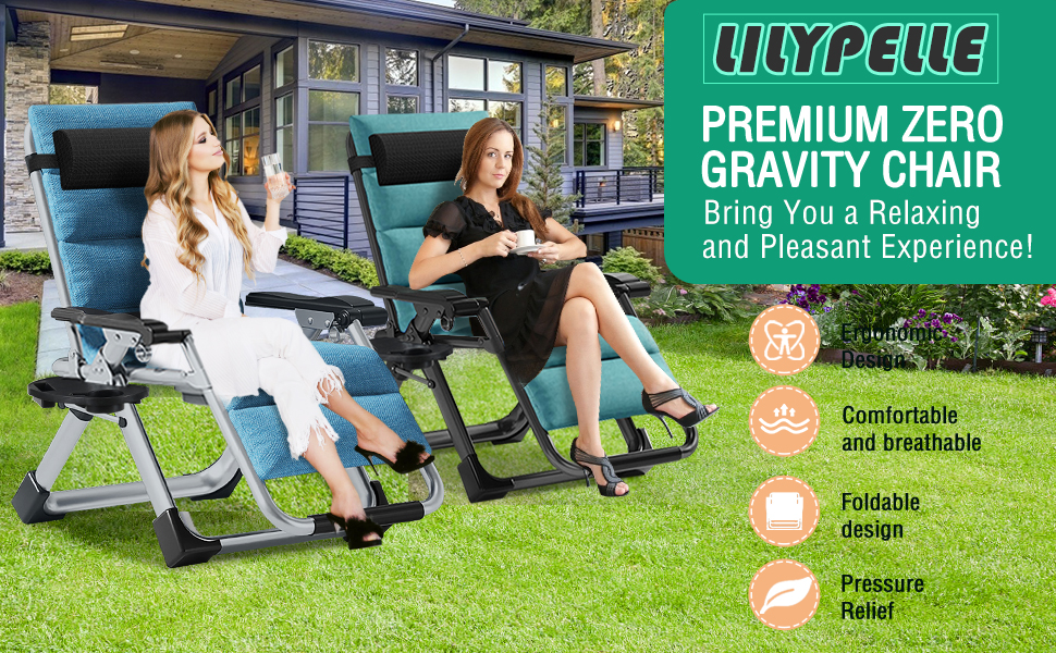 Zero Gravity Chair, Premium Lawn Recliner Folding Portable Chaise Lounge with