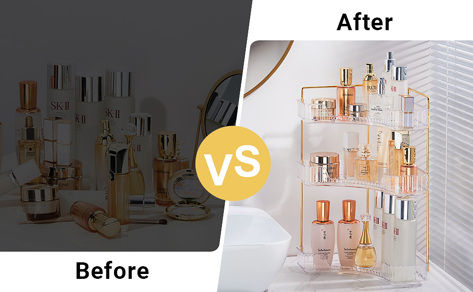 SERTRI Makeup Organizers, 3 Tier Corner Bathroom Counter