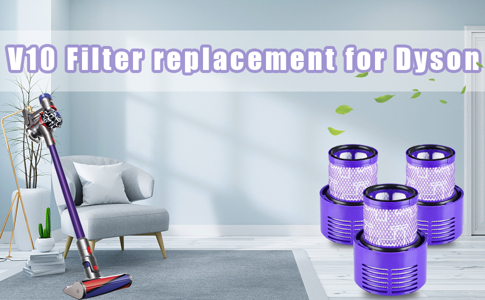 3 Pack Filter Replacement for Dyson V10 Cyclone Series, V10 Animal, V10
