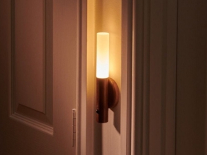 Interior door or entryway view in warm lighting showing what appears to be part of a home's interior design elements.