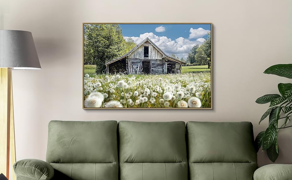 Farmhouse Framed Canvas Wall Art Large Barn Country