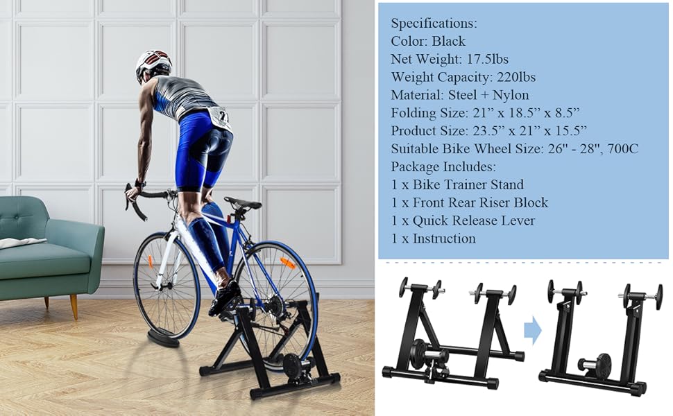 GYMAX Bike Trainer Stand, Folding Stationary Bicycle Stand for