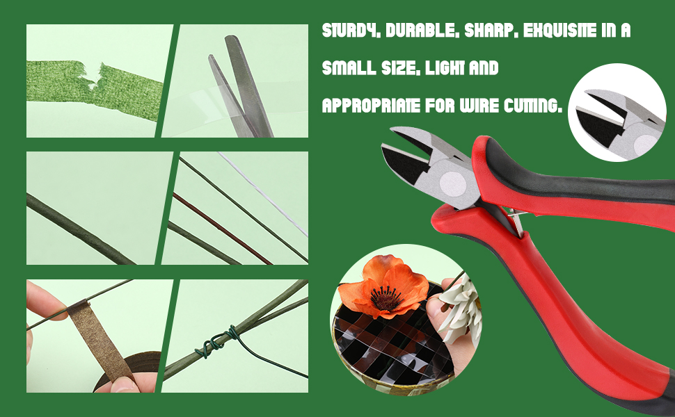 Tedanim Green Floral Arrangement Kit, Green Floral Tape and Wire Cutter Tools