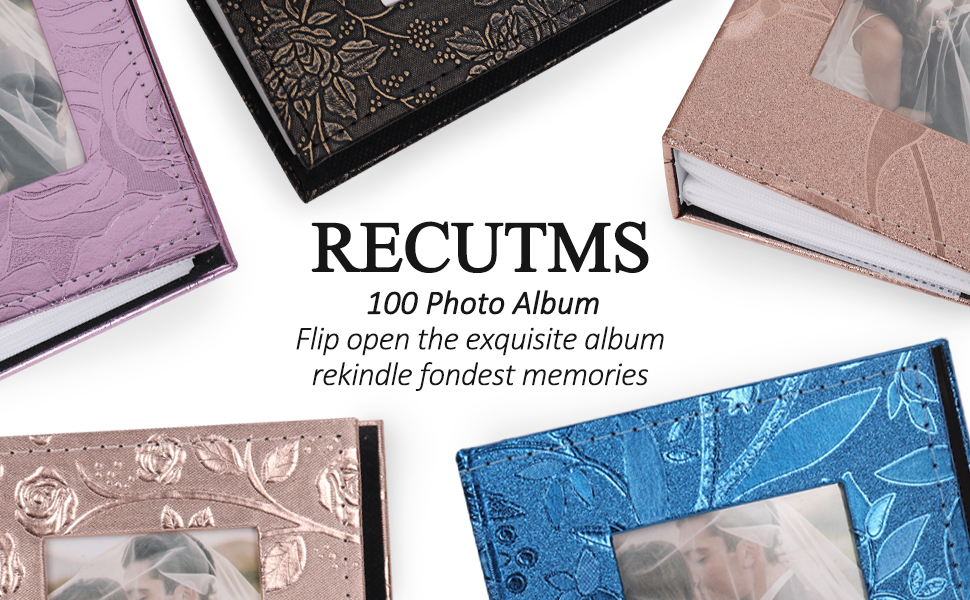 RECUTMS Photo Albums 6x4 100 Pockets Photos Capacity Premium Leather