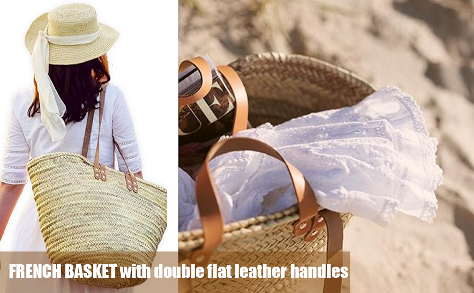 Amazon.com: FRENCH BASKET with double flat leather handles