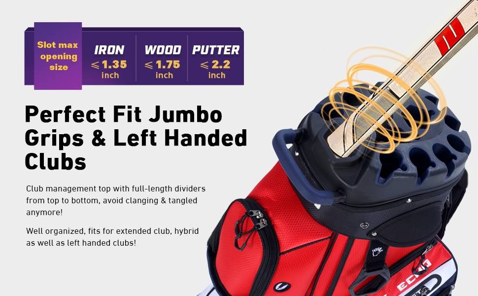 T-LOCK  JUMBO GRIPS  ASK ECHO ORGANIZED GOLF CART BAG