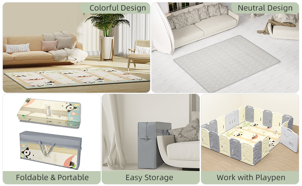 Baby Play Mat, 79" x 71" Extra Large Foldable Play Mat for